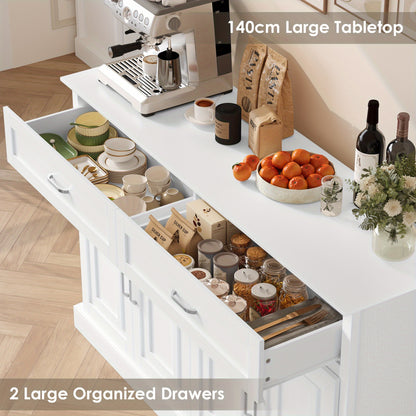 Opbergkast – Kast Met Lades – Dressoir – Bergmeubel – Witte Opbergkast – Stevig Hout & Spaanplaat – Ruime Indeling Met 3,2+ Kubieke Voet
