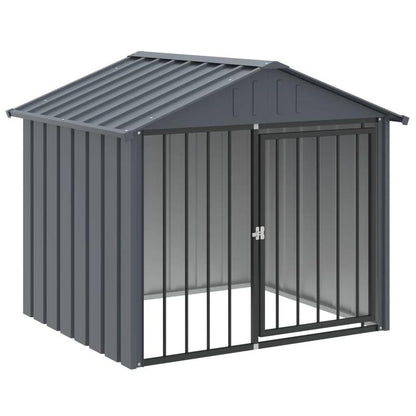 Dog hut with roof black 117x103x102cm galvanized steel This dog kennel provides plenty of space for your furry friend to be safe and comfortable.,  Pet Shelter, Spacious Kennel, Rustproof Material, Heavyduty Kennel, Dog House