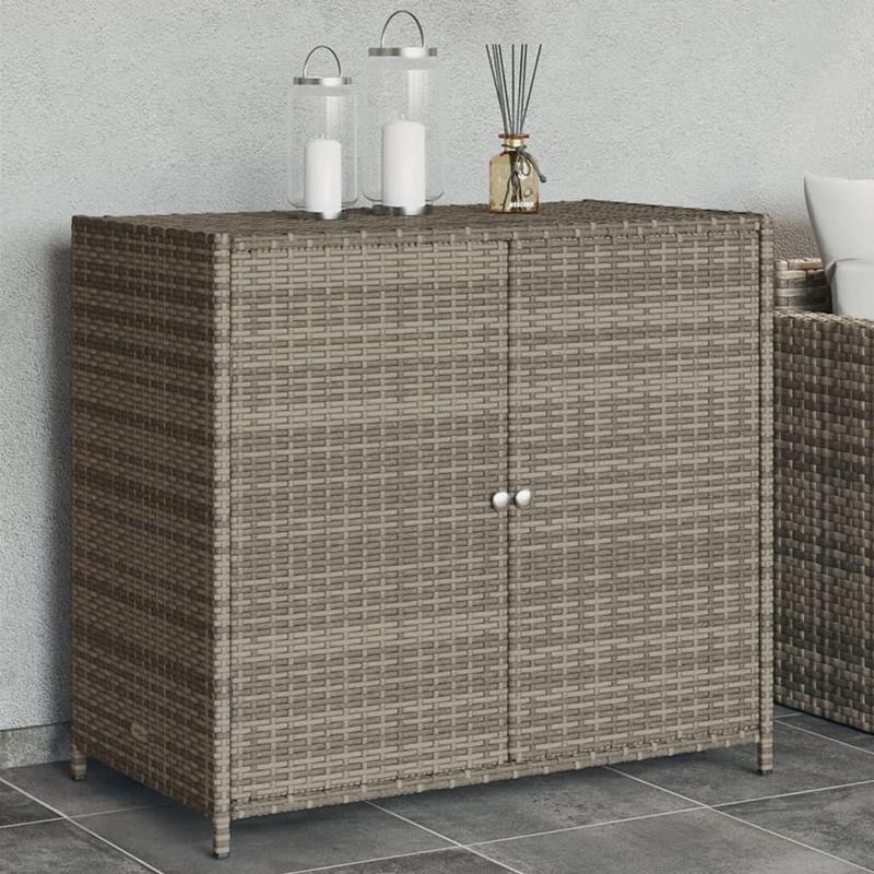 Opbergkast Buiten – Tuinkast – Tuinbox – Tuinkastje – Buitenberging – Grote Ruimte 83x45x76 cm – Duurzaam PE-Rattan Met Stalen Frame