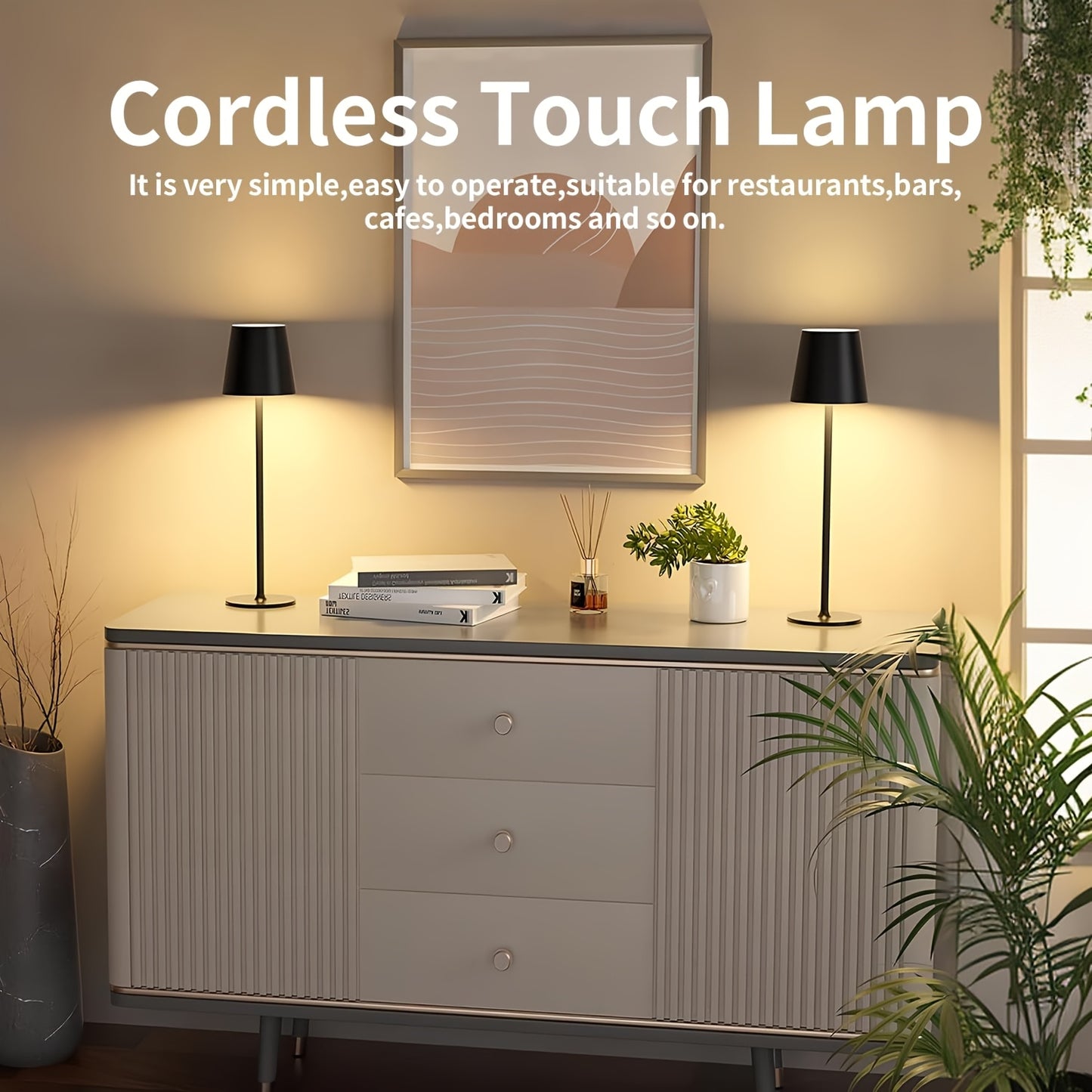 Draadloze Tafellamp – LED Lamp – Bureauverlichting – Nachtlampje – Oplaadbare Lamp – Set 4 Stuks Zwart – 7000 mAh Batterij – Touch Bedienbaar
