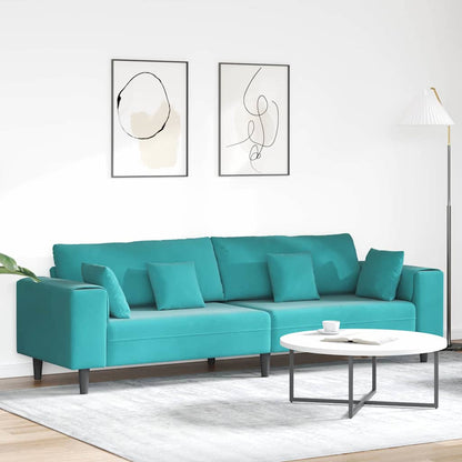 Velvet Bank – Fluwelen Sofa – Zitbank – Loungebank – Slaapbank – Zacht Fluweel – Stevig Houten Frame – Turquoise Zonder Ottoman