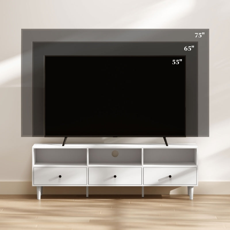 TV-kast – Tv-meubel – Entertainmentkast – Tv dressoir – Woonkamermeubel – Wit – 140 cm breed – Kabelmanagement – Geschikt voor tv tot 75 inch