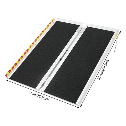 91.44cm Portable Ramp | Folding Handicap Ramp with Handle, Aluminum Alloy Material by NaMaSyo for Steps/Stairs/Scooter