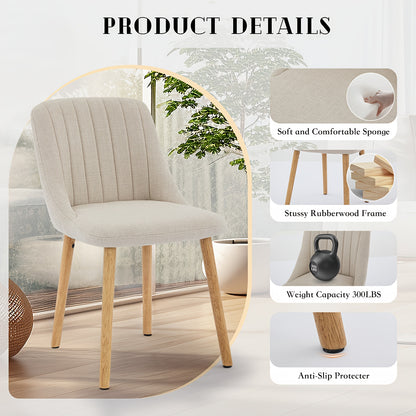 Ergonomische Eetkamerstoel – Armstoel – Zitstoel – Stoelset – Linnen Stoel – Beige Kleur – Ademend Linnen – Eenvoudige Montage