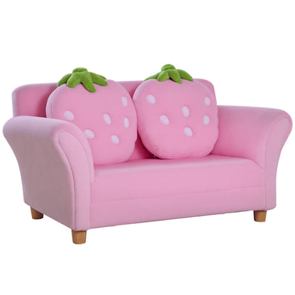 Kinderfauteuiltje – Kinderstoel – Kinderbankje – Zitzak Kind – Speelstoel – Roze Coral Fleece – Stevige Houten Poten – Comfortabele Foam Vulling