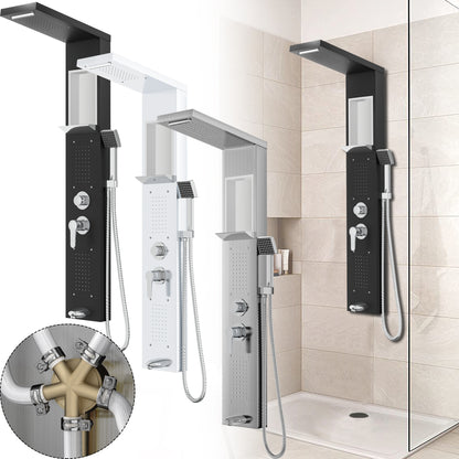 Douchepaneel – Douchepaneel Met Handdouche – Massage Douchepaneel – Regendouchepaneel – Waterval Douchepaneel – 5-in-1 Multifunctioneel Douchepaneel – Roestvrijstaal 304 – Ingebouwde Opbergruimte