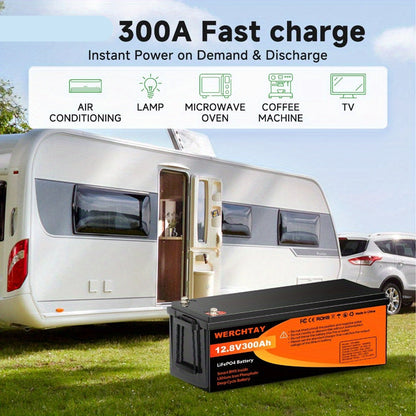 Li-ion Accu – Lithium Accu – LiFePO4 Accu – Oplaadbare Accu – Deep Cycle Accu – 12V 300Ah – 200A BMS – Lage Temperatuurbescherming