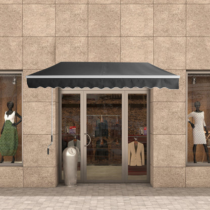 Balkonzeil – Balkondoek – Balkonscherm – Zonwering – Buitenluifel – Aluminium Frame – Handmatige Slinger – 300x250 cm – Donkergrijs