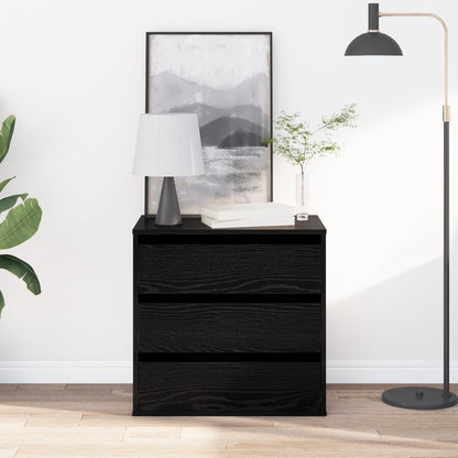 Modern Black Oak Chest of Drawers - 60x41x58cm 3-Drawer Heavy-Duty Wood Storage Cabinet with Lockable Shelves/Lockable Cabinet (Assembly Required), Minimalist Dresser for Bedroom, Living Room, Office Organizer, Black & Oak, S