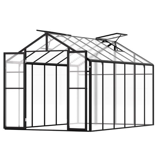 Kasje – Tuinkas – Kweekkas – Broeikas – Serre – Aluminium Frame – Polycarbonaat Panelen – 244x366 cm – Ventilatiesysteem