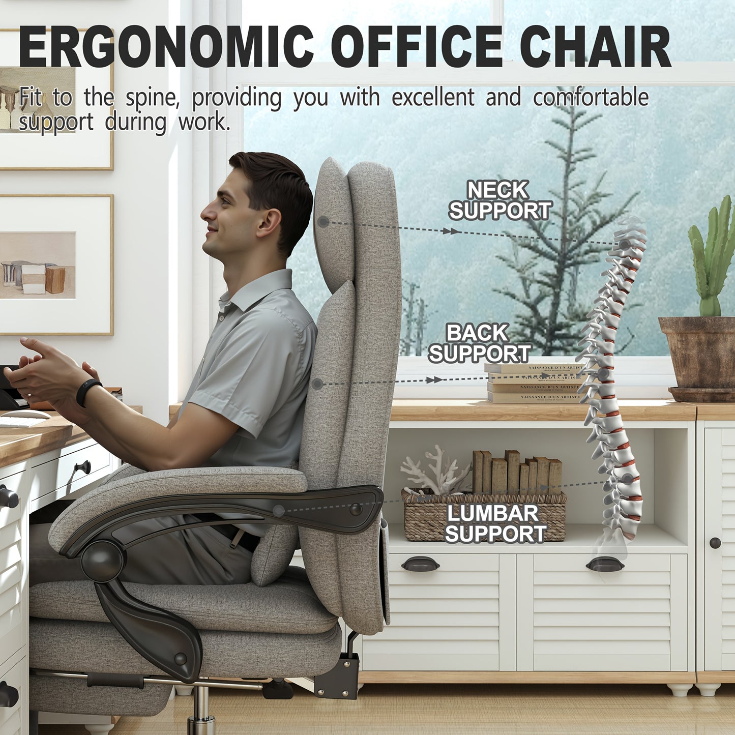 Bureaustoel – Kantoorstoel – Gamestoel – Werkstoel – Drehstuhl – Met Voetensteun – Ergonomische Hoge Rugleuning – Verstelbare Hoogte