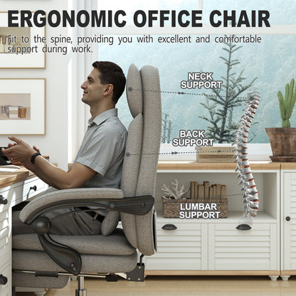 Bureaustoel – Kantoorstoel – Gamestoel – Werkstoel – Drehstuhl – Met Voetensteun – Ergonomische Hoge Rugleuning – Verstelbare Hoogte