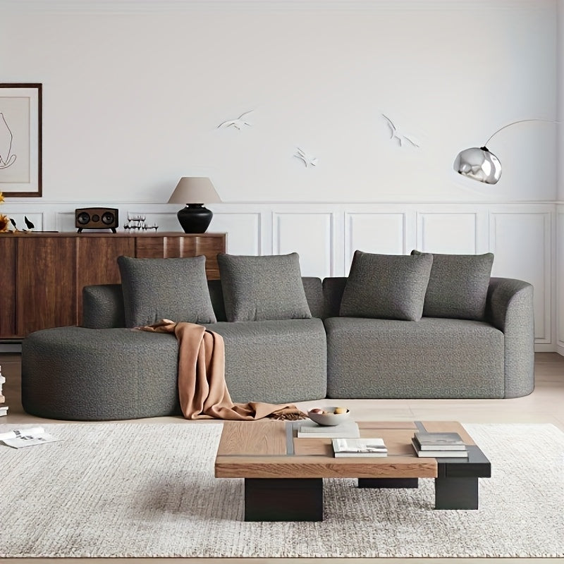 Hoekbank – L-vormige Bank – Sectiebank – Hoekbank Zwart – Charmant Modulair Design – Ruime Diepe Zitplaatsen – Duurzame Stofbekleding – Inclusief 4 Sierkussens