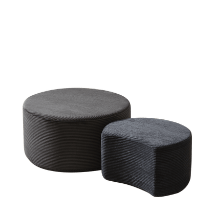 Salontafel – Koffietafel – Bijzettafel – Poef – Houten Tafel – Set Van 2 – Gestoffeerd Foamoppervlak – Compact Voor Kleine Ruimtes