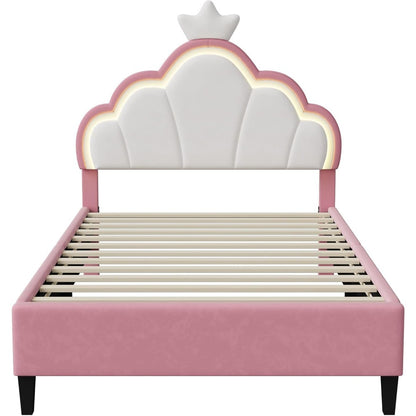 Elegante Eenpersoonsbed – Single Bed – Bedframe – Led Bed – Kinderbed – 90x200 cm – Verstelbaar Hoofdbord – USB LED-Verlichting