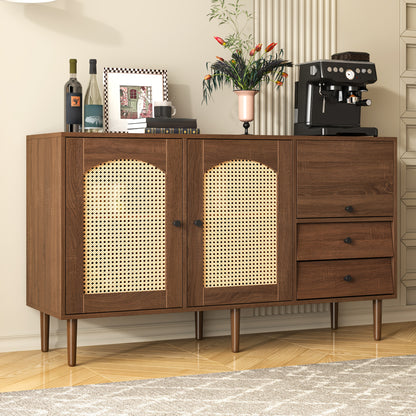 Opbergkast – Opbergmeubel – Kast – Sideboard – Bruin – Verstelbare Schappen – Duurzaam Bamboe – Magnetische Deuren – 130 cm Breed – Vrijstaand