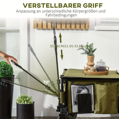 Bolderwagen – Bolderkar – Transportkar – Strandkar – Klapwagen – Opvouwbaar – Verstelbare Handgreep – Stevig Metaal Frame – 4 Grote Rubberen Wielen – Groen