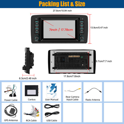 PODOFO [2G+64G] Android 15 7-inch for Mercedes Benz R Class W251 R280 R300 R320 R350 R63 2005-2017, Wireless Carplay/ Android Auto, Android EQ AI DSP/ GPS/ WiFi/ B/ T5.0/ FM/ Mirror Link, Merry Christmas Gifts, Black Friday G
