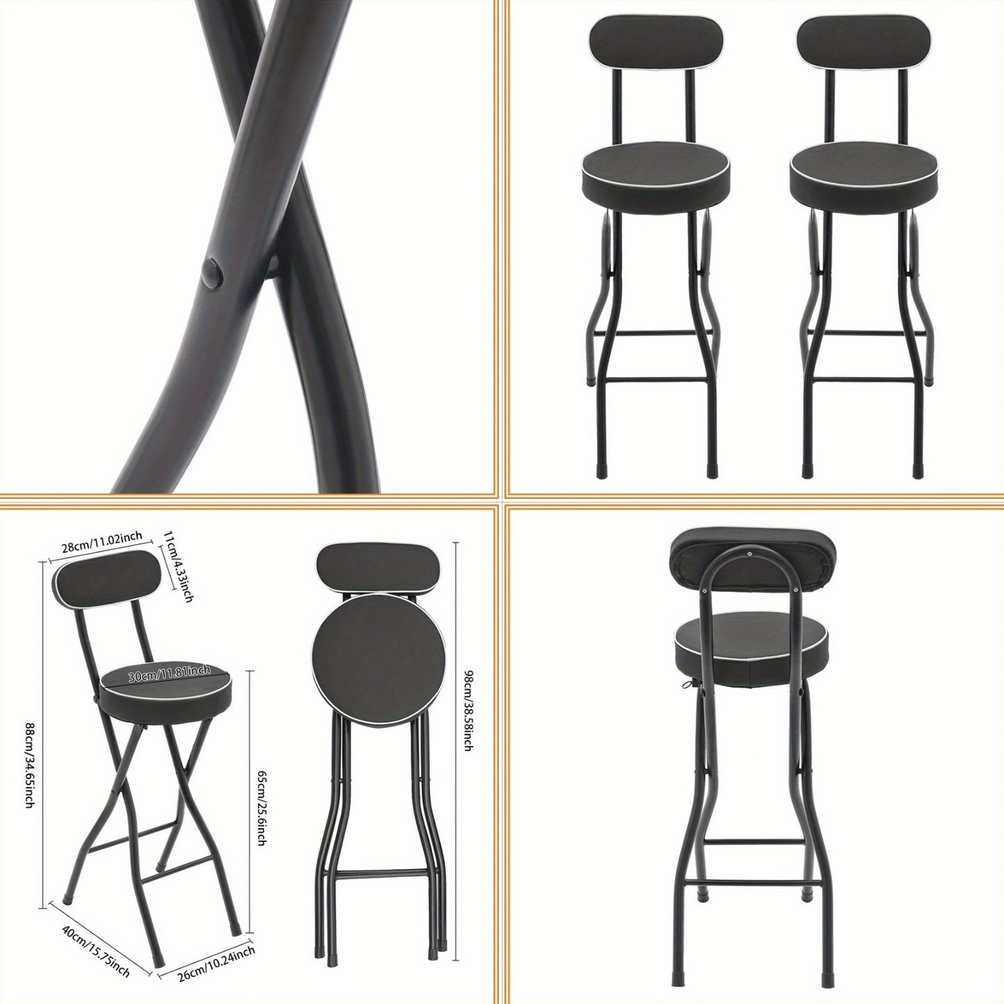 Vouwkrukje – Opvouwbare Kruk – Campingkruk – Klapstoel – Draagbaar Krukje – Stalen Frame – Compact & Lichtgewicht – Max. 140 kg Draagkracht