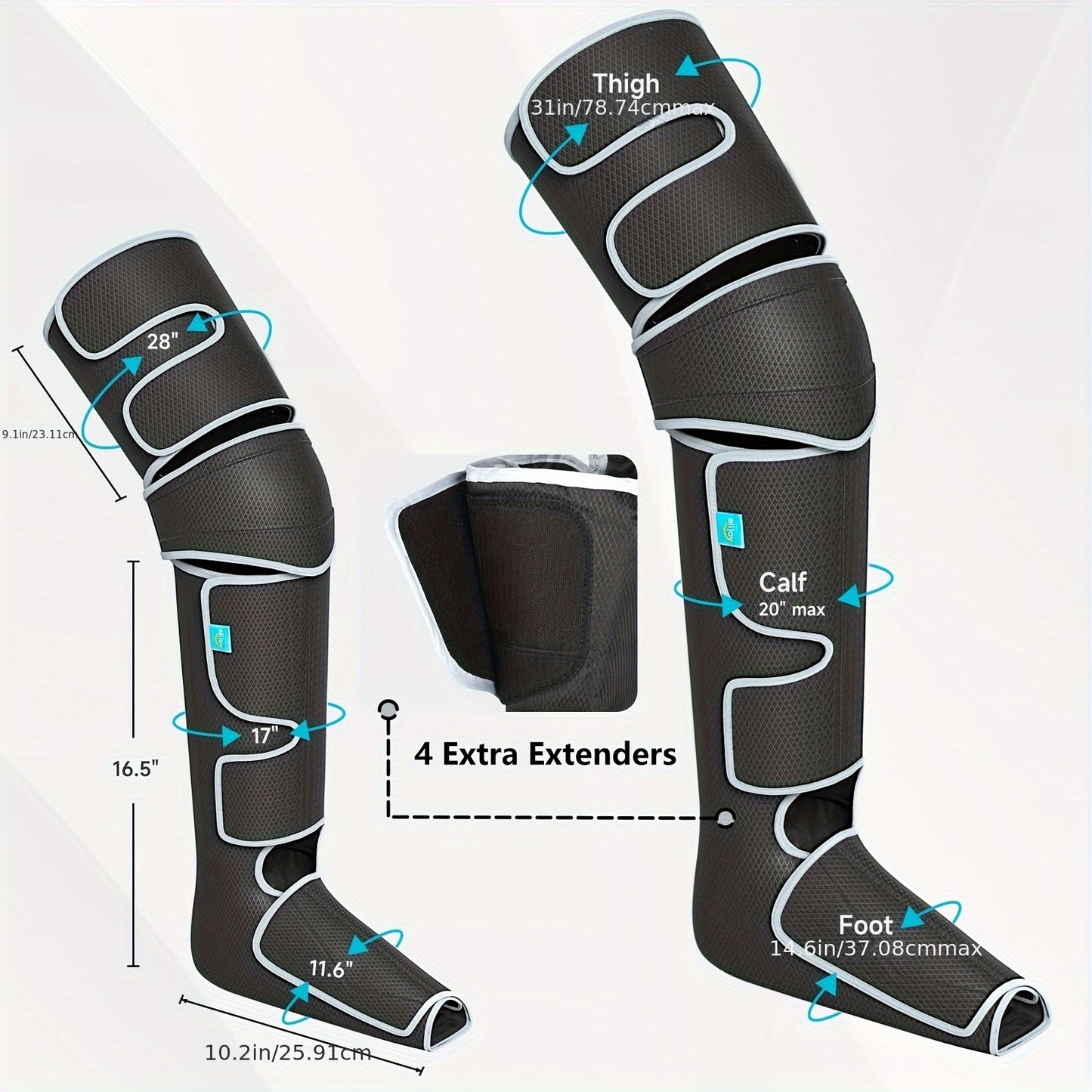 Beenmassage – Beenmassager – Beentherapie – Beenontspanner – Massagetoestel Zwart – 6 Massageprogramma’s – Warmtefunctie Met 2 Niveaus