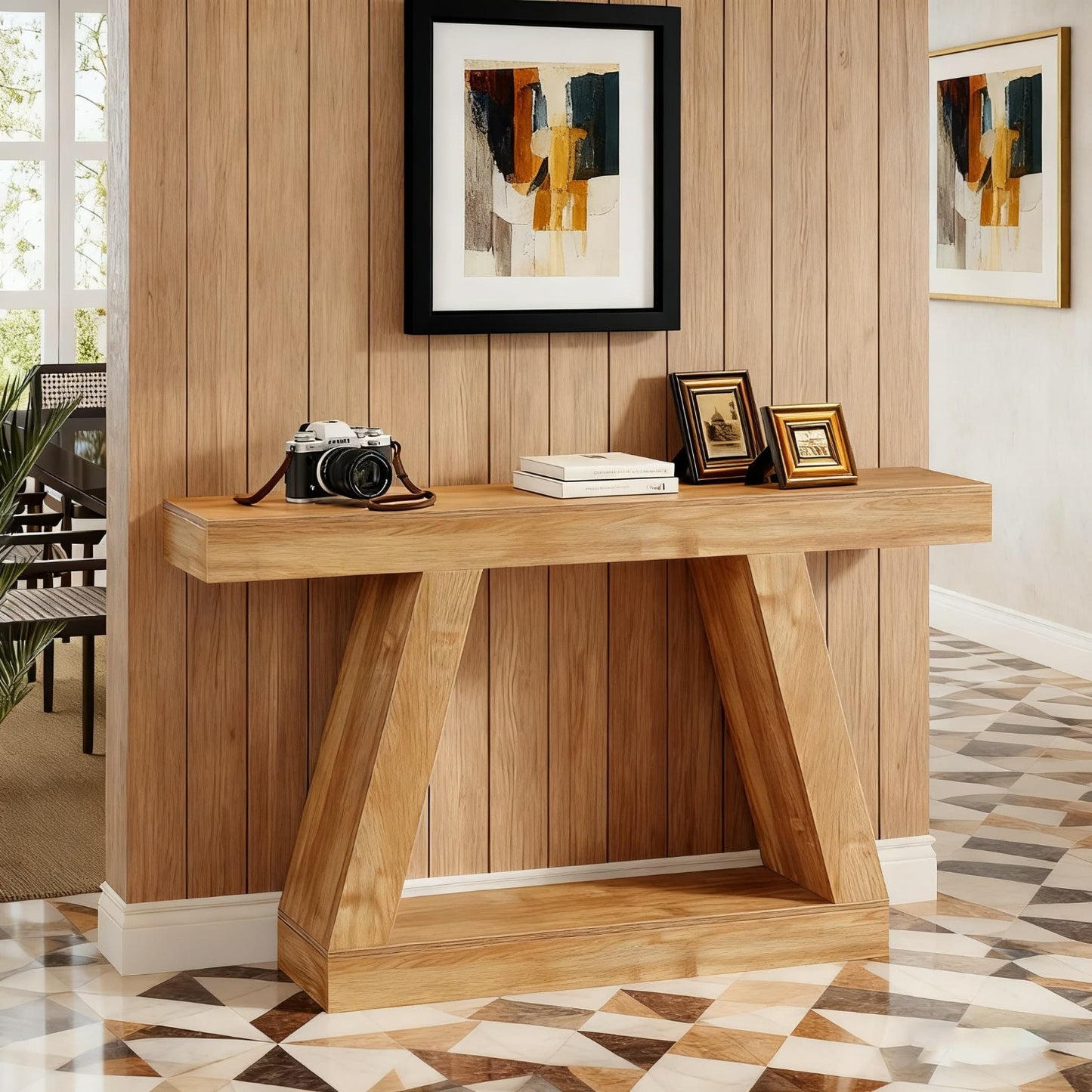 Houten Sidetable – Sidetable – Haltafel – Wandtafel – Console Table – Natuurlijk Bruin – 140 cm Breed – Stevig Geperst Hout