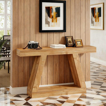 Houten Sidetable – Sidetable – Haltafel – Wandtafel – Console Table – Natuurlijk Bruin – 140 cm Breed – Stevig Geperst Hout