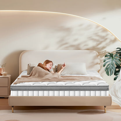 Carroltt Mattress 90x190/90x200, Spring Mattress 25cm High with Fitted Sheet, 7-zone Mattress, Pocket Spring Mattress
