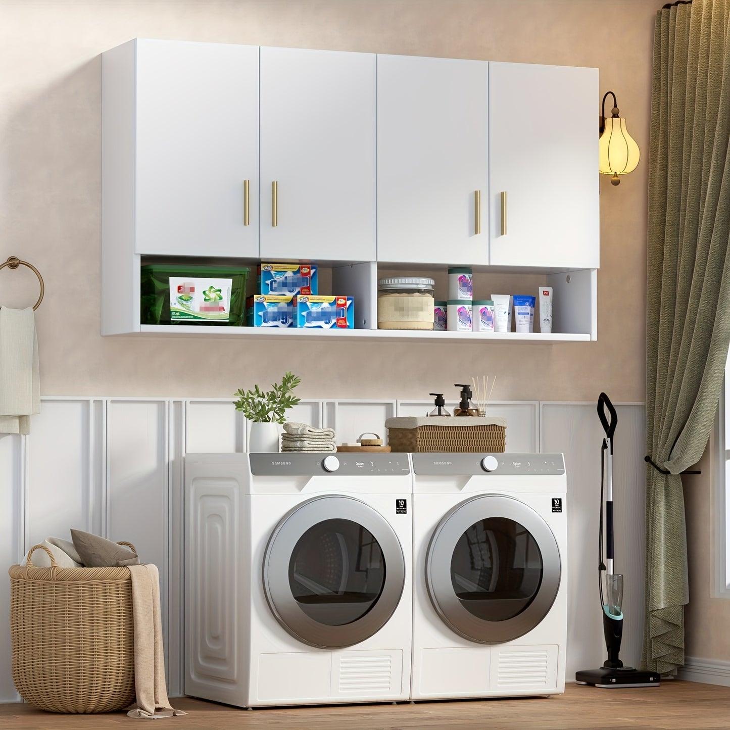 Moderne Wandkast – Keukenkast – Badkamerkast – Opbergkast – Muurkast – Wit Houtcomposiet – 3 Legplanken – Compact & Vochtbestendig