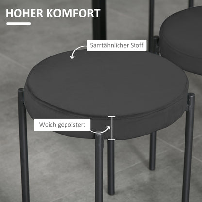 Eetkamerstoel – Stoel – Kuipstoel – Meubel – Zitstoel – Zwarte Velvet Bekleding – Stapelbaar & Lichtgewicht – 41,5x41,5x46 cm