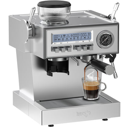 Espressomachine – Koffiemachine – Pistonmachine – Volautomaat – Baristamachine – 20-Bar Pomp – Roestvrijstalen Behuizing