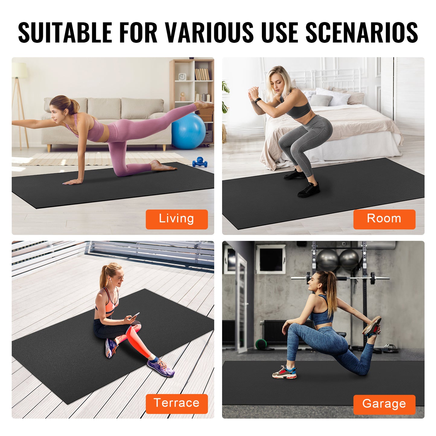 Yogamat – Fitnessmat – Sportmat – Pilatesmat – Trainingsmat – Extra Groot 240x180 cm – Anti-Slip PVC 7 mm Dikte