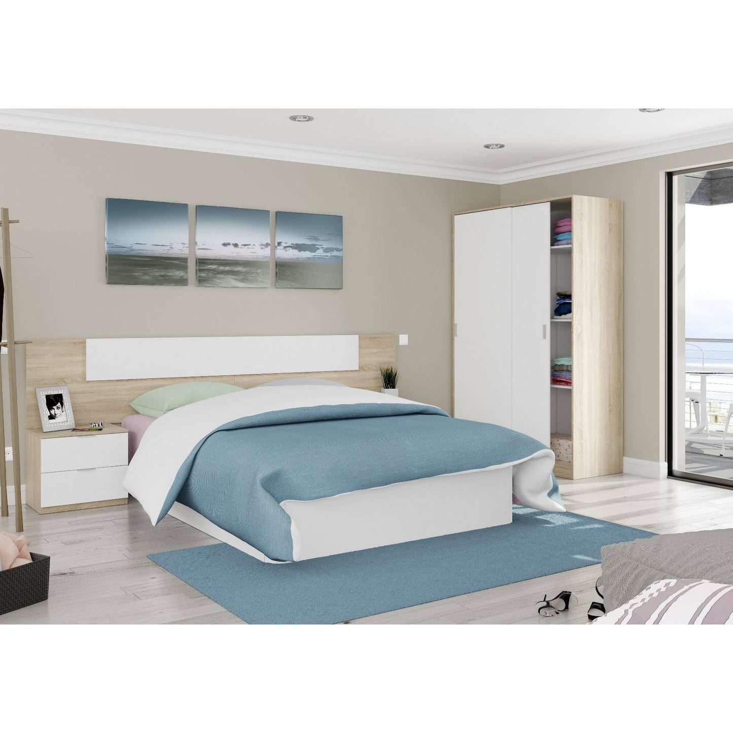 Wardrobe 2 in Front of Dnoce, Bedroom Closet, Furniture with 4 Shelves And Clothes Rail, 120X50H200 Cm, Available in 4 Colors