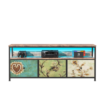 Retro Tv Meubel – Tv Kast – Entertainment Center – Mediameubel – Tv Stand – Voor Televisies Tot 50 Inch – Met Opberglade En Rustieke Houten Afwerking