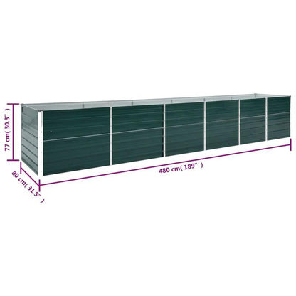 Verzinkte Plantenbak – Verhoogde Tuinbak – Tuinbed – Groentebak – Kruidenbak – Gegalvaniseerd Staal – Groot Formaat 480x80x77 cm – Duurzaam & Weerbestendig – Groen