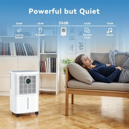Household Dehumidifier With LED Digital Humidity Display, 24-hour Timer, 12L/day Continuous Drainage, For Drying Clothes In Bedroom And Basement