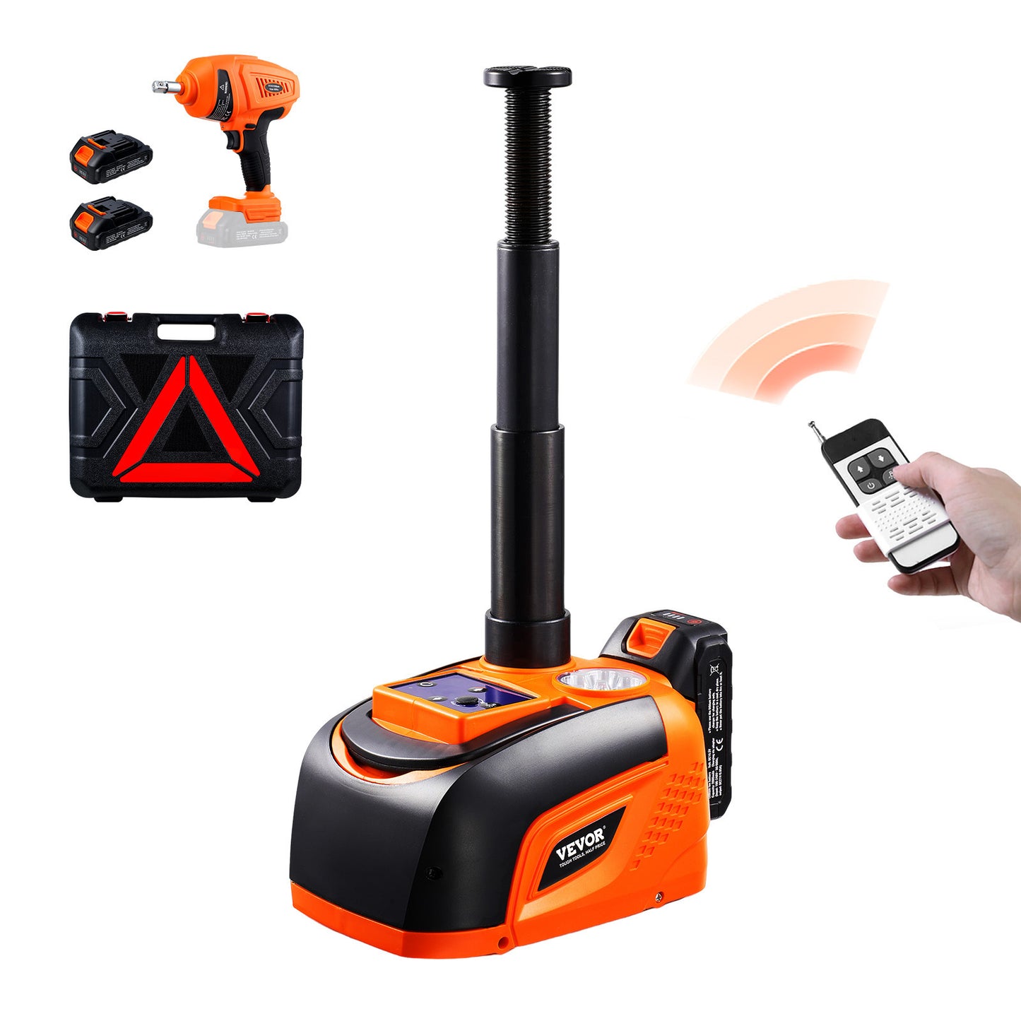Elektrische Krik – Auto Krik – Bandenkrik – Hydraulische Krik – Draagbare Krik – Draadloos Met 5 Ton Hefkracht – 400 Nm Elektrische Moersleutel – Oranje Variant