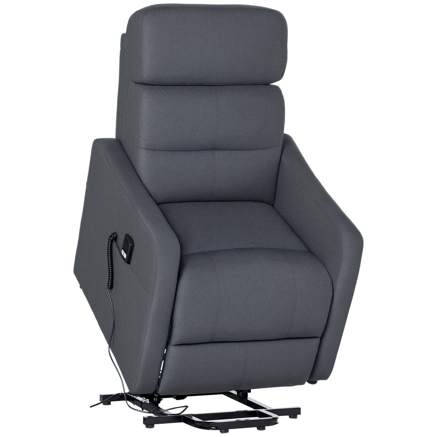Relaxfauteuil – Relaxstoel – Liftstoel – Elektrische Stoel – Comfortfauteuil – Grijs – Liftfunctie Met Afstandsbediening – Uittrekbare Voetensteun