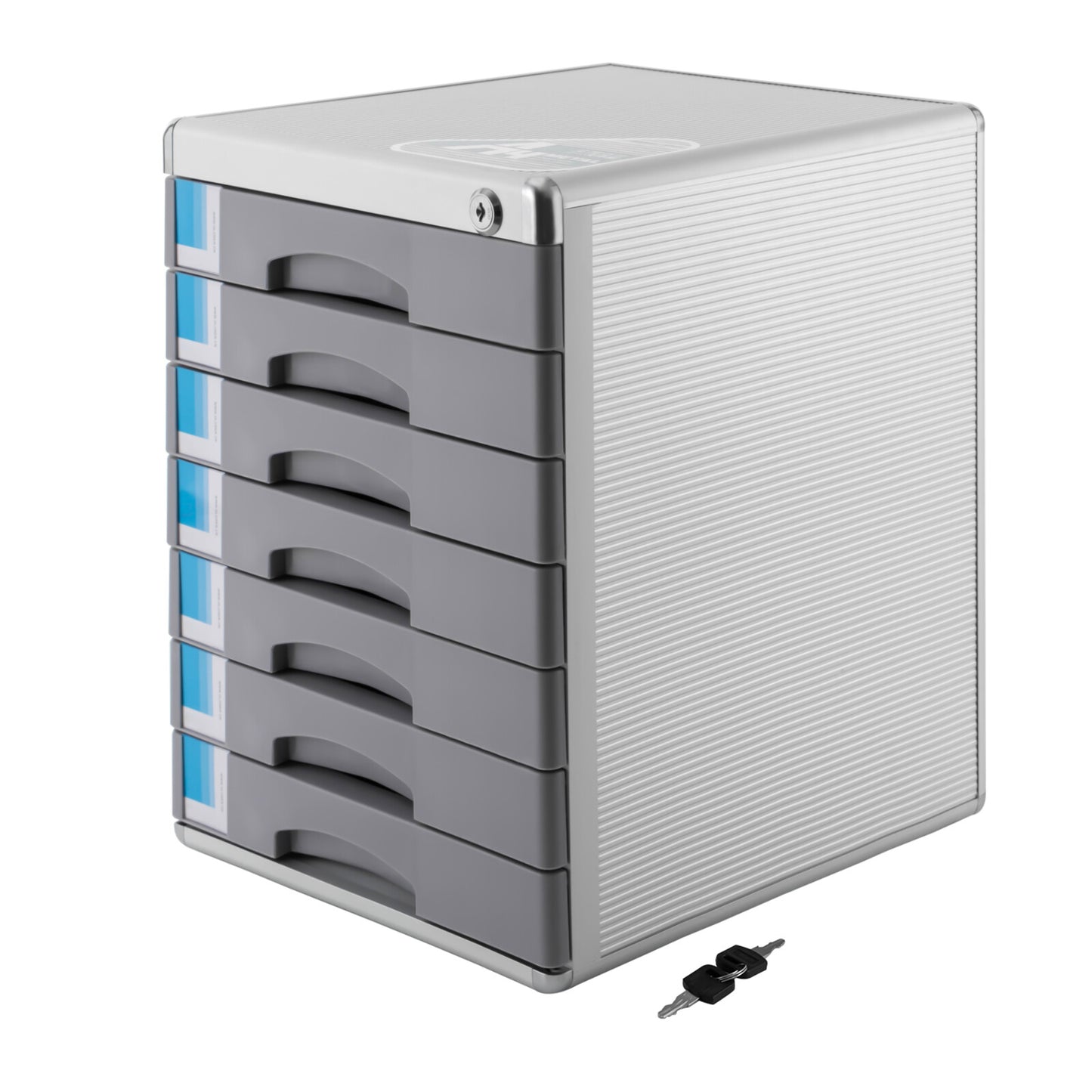 Ladeblok – Ladekast – Archiefkast – Rolcontainer – Opbergkast – 7 Lades – Met Slot en Sleutels – Aluminiumlegering – Compacte Desktop Organizer 30x36x40,5 cm