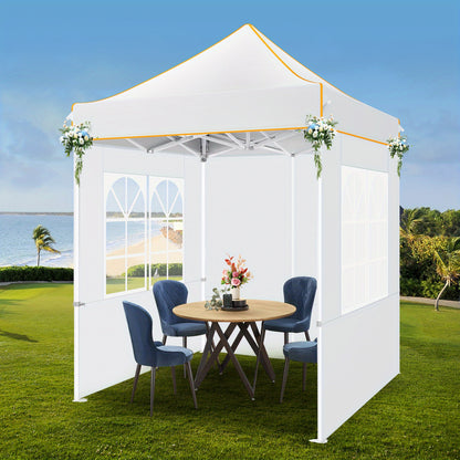 Partytent – Feesttent – Tuintent – Paviljoen – Vouwtent – Pop-up – 2×2m – Waterdicht Polyester Oxford – 4 Zijwanden Met UPF50+ Bescherming – Verstelbare Hoogte & Versterkt Zevenhoekig Stalen Frame