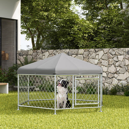 Buitenkennel Hond – Hondenren – Hondenverblijf – Hondenhok – Buitenren – Waterafstotend Oxford-Dak – Gegalvaniseerd Stalen Frame
