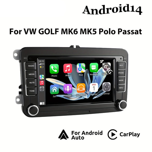 Autoradio Android 14 – Multimedia Systeem – Navigatiesysteem – Touchscreen Radio – CarPlay Android Auto – 7 Inch HD IPS Display – 4GB RAM 64GB Opslag