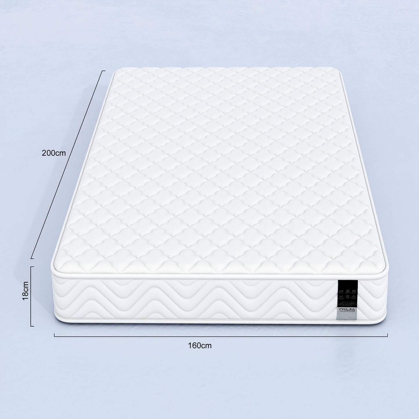Memory Foam & Spring Mattress - Single/Double (90/140/160*200*18cm) | Thick Medium Firmness & Open Coil Sleep Support | Pressure Relief