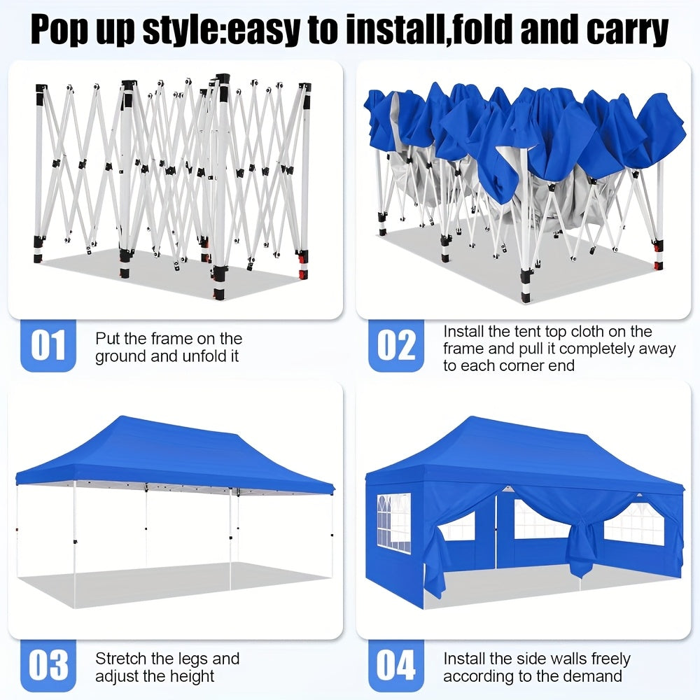 Feesttent – Partytent – Paviljoen – Schaduwtent – Tuintent – Pop-up Tent 3,05x6,1 m – Waterdicht & Verstelbare Hoogte