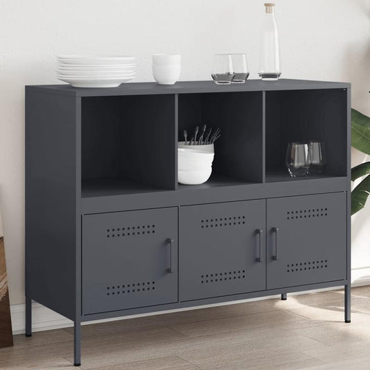 Anthracite-Colored Steel Sideboard Measuring 100.5X39X79 Cm, Practical And Detachable.
