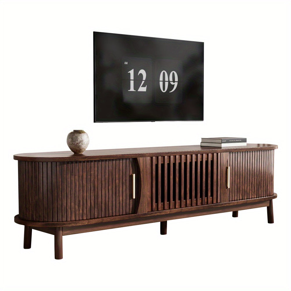 Tv Meubel – Tv Kast – Entertainment Meubel – Tv Dressoir – Media Meubel – Bruin – Schuifdeuren en Inklapbare Middenklep – 165x39,5x46 cm – Geschikt Voor Tv Tot 65 Inch