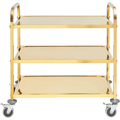 Catering Waiter'S Cart with 3 Shelves, 89.5 X 49.5 Cm, Up to 240 Kg - Golden
