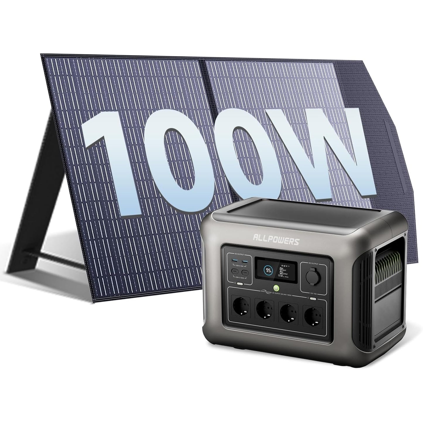 Powerstation – Mobiele Generator – Noodstroom – Draagbare Accu – Zonne-energiecentrale – 1056Wh LiFePO4 – 1600W Continu Vermogen – Snelle Oplading 40 Min