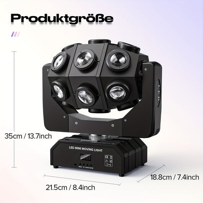 270W Moving Head LED Spot – RGBW Stage Licht – DJ Licht – Discotheek Verlichting – Party Verlichting – 18 LED’s – DMX512 & Geluidsactivatie - QUORE