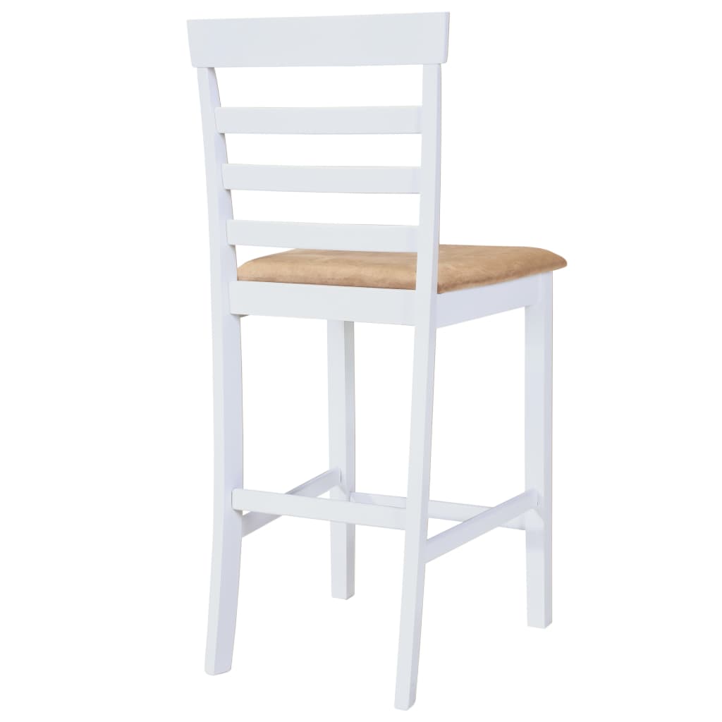 Eetkamerset – Barkrukset – Keukentafelset – Bistroset – Barset – Wit – Houten fineer tafelblad – Comfortabele gestoffeerde barkrukken