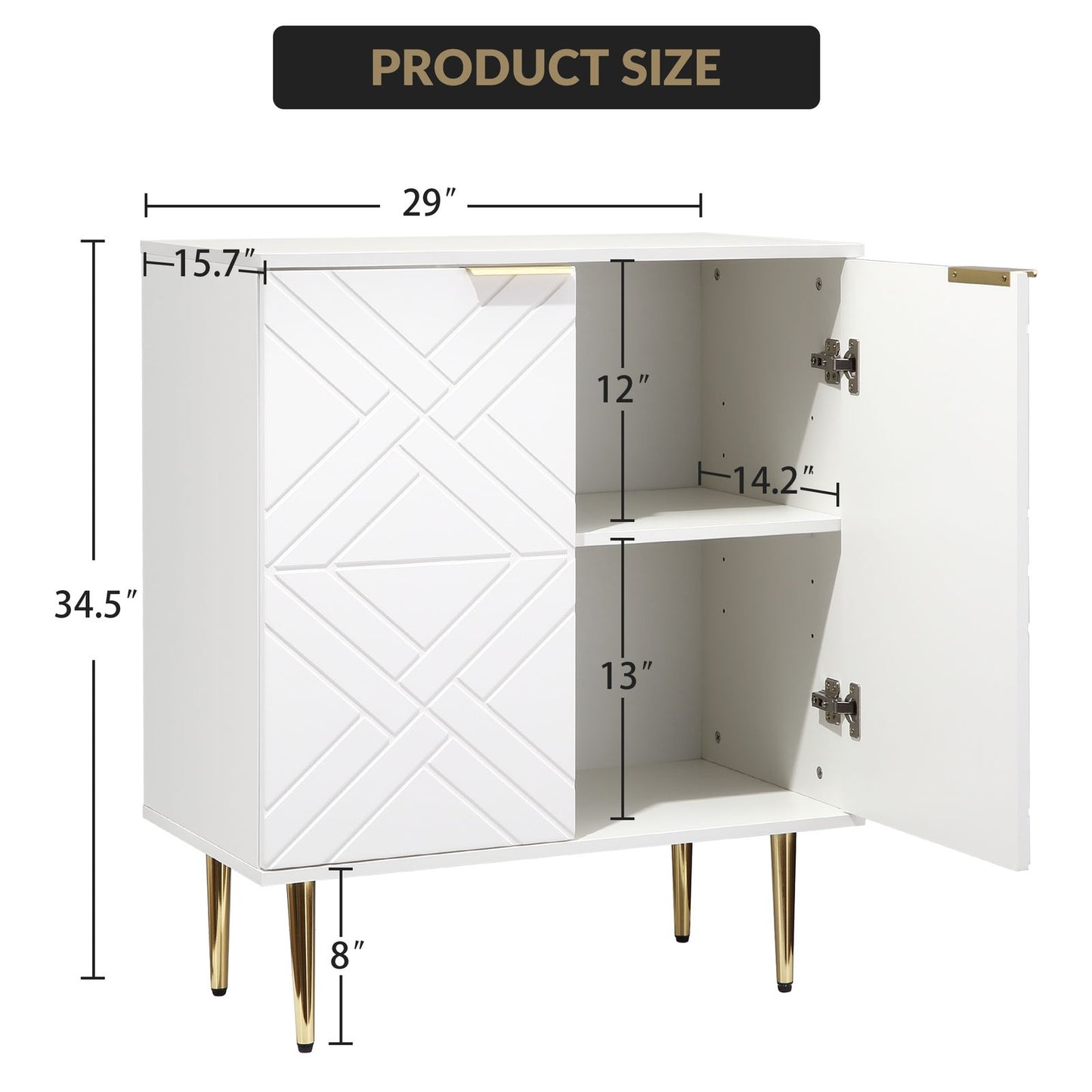 Sideboard – Dressoir – Buffetkast – Opbergkast – Witte Kast – Warm Wit – Verstelbare Planken – Compact Design